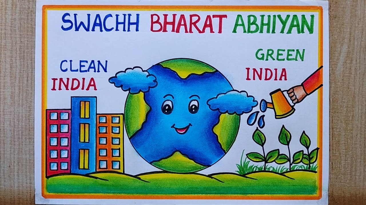 👉Swachh Bharat Abhiyan🇮🇳 poster drawing for compitition| Clean India🇮🇳 Green India 🇮🇳 poster drawing
