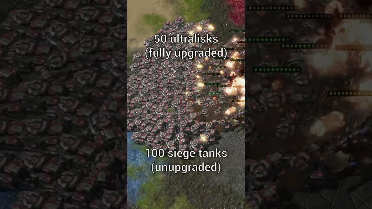 50 Ultralisks vs 100 Siege Tanks! Who wins? #sc2 #starcraft2 #games