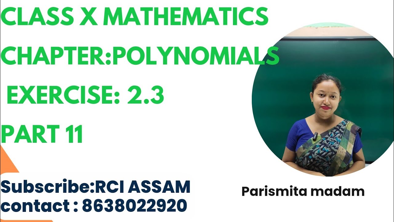 Class X Mathematics chapter 2 Polynomials Part 11||SEBA||RCI ASSAM