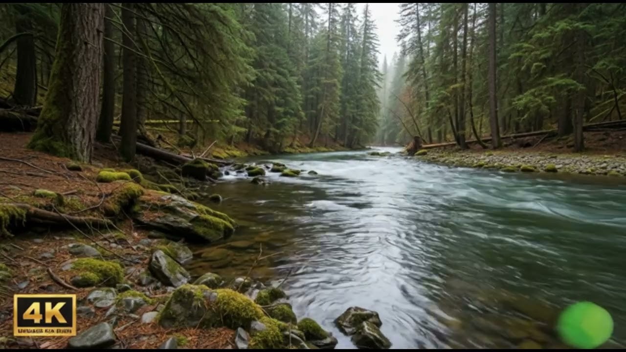 Listen to the flowing water in the forest and the beautiful natural beauty with beautiful relaxsongs