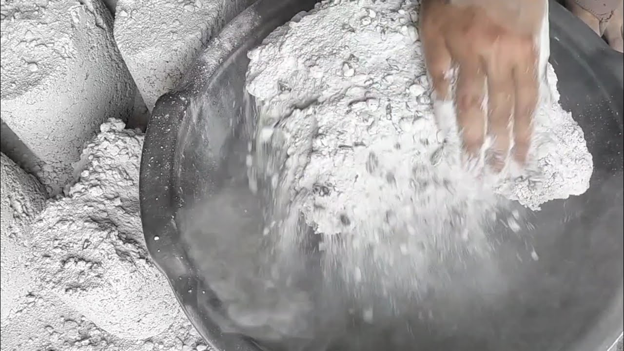 ASMR:super dusty soft creamy white cement black concrete crumble dry+water/relaxing sound