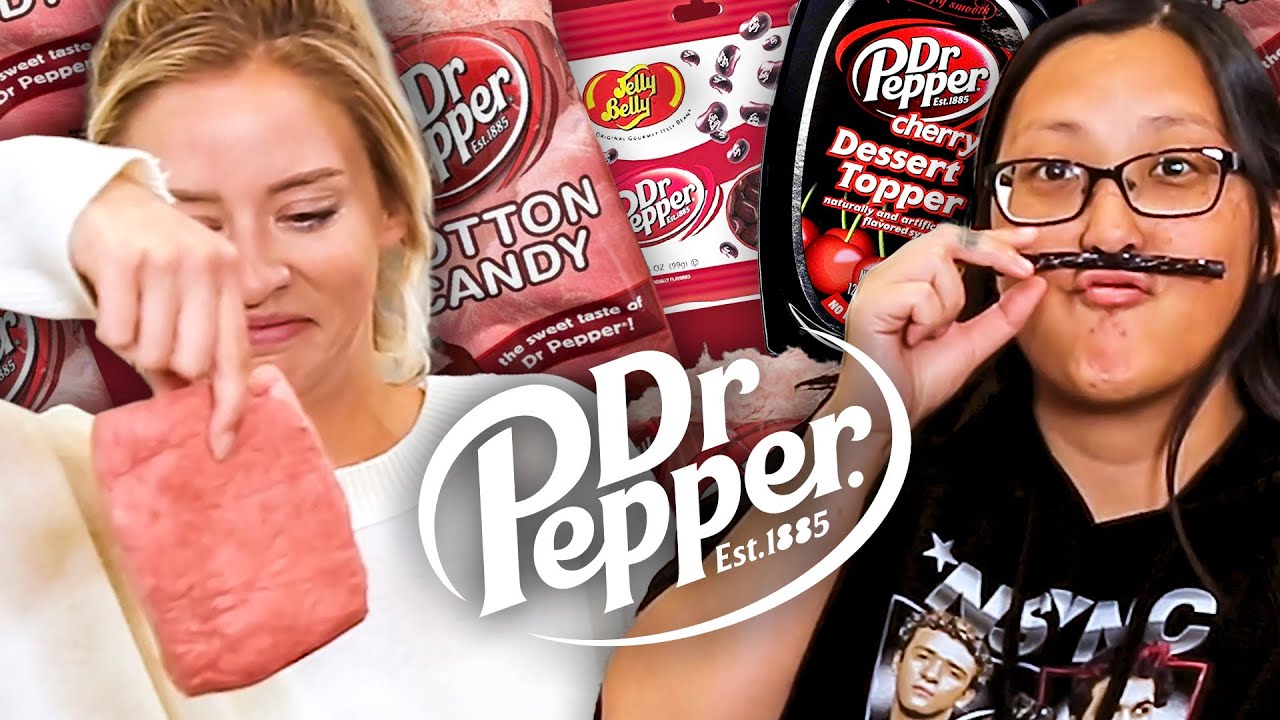 Пробую странные закуски со вкусом Dr Pepper.
