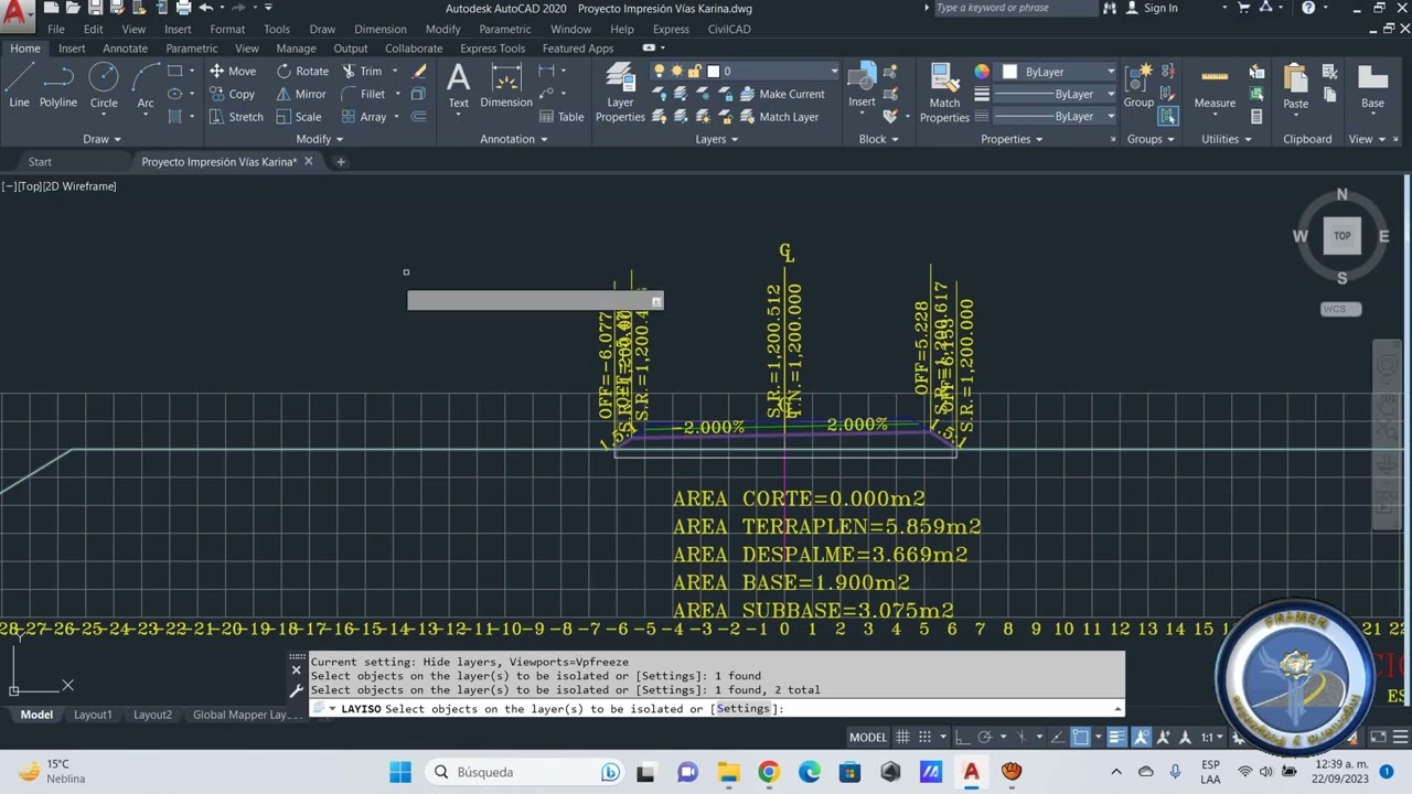 Obtención de áreas de secciones de proyecto con AutoCAD y CivilCAD