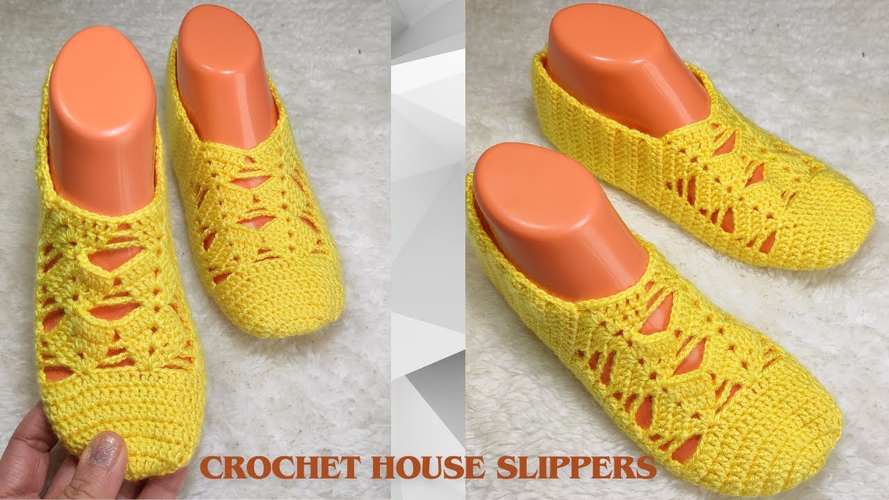 BEAUTIFUL CROCHET HOUSE SLIPPERS  ✔ HOW TO CROCHET HOUSE SLIPPERS WITH EASY PATTERN ✔