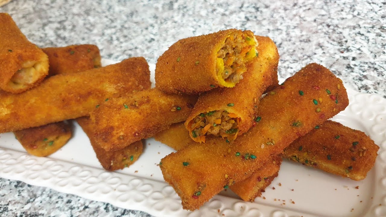 سيكار بالكفتة#والجزر🥕#والجبن🧀طعم رائع وتعليكة 😋دايزها الكلام💯 لابد تجربوها😉 ومقرمشة فنفس الوقت🤗