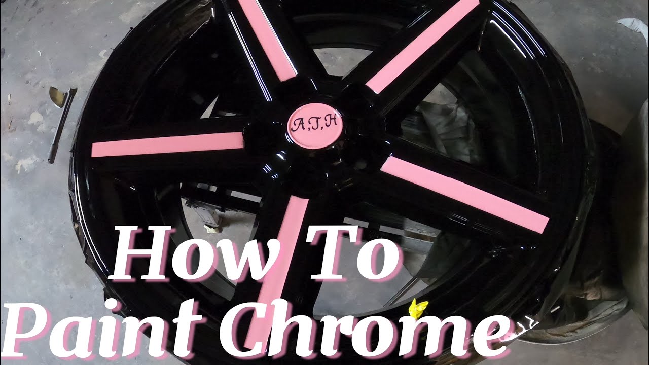 Painting chrome 22 inch iRock wheels Black and pink custom!