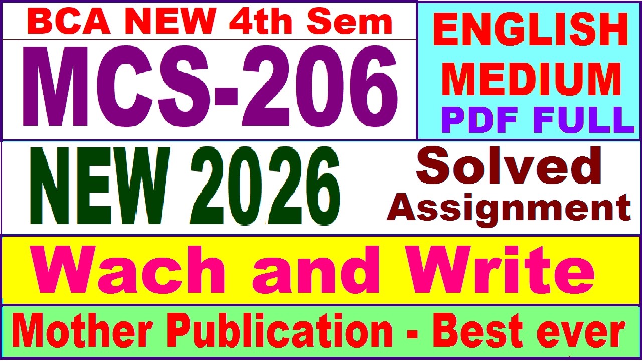MCS 206 solved assignment 2026 || mcs 206 solved assignment 2025-26 || ignou mcs206