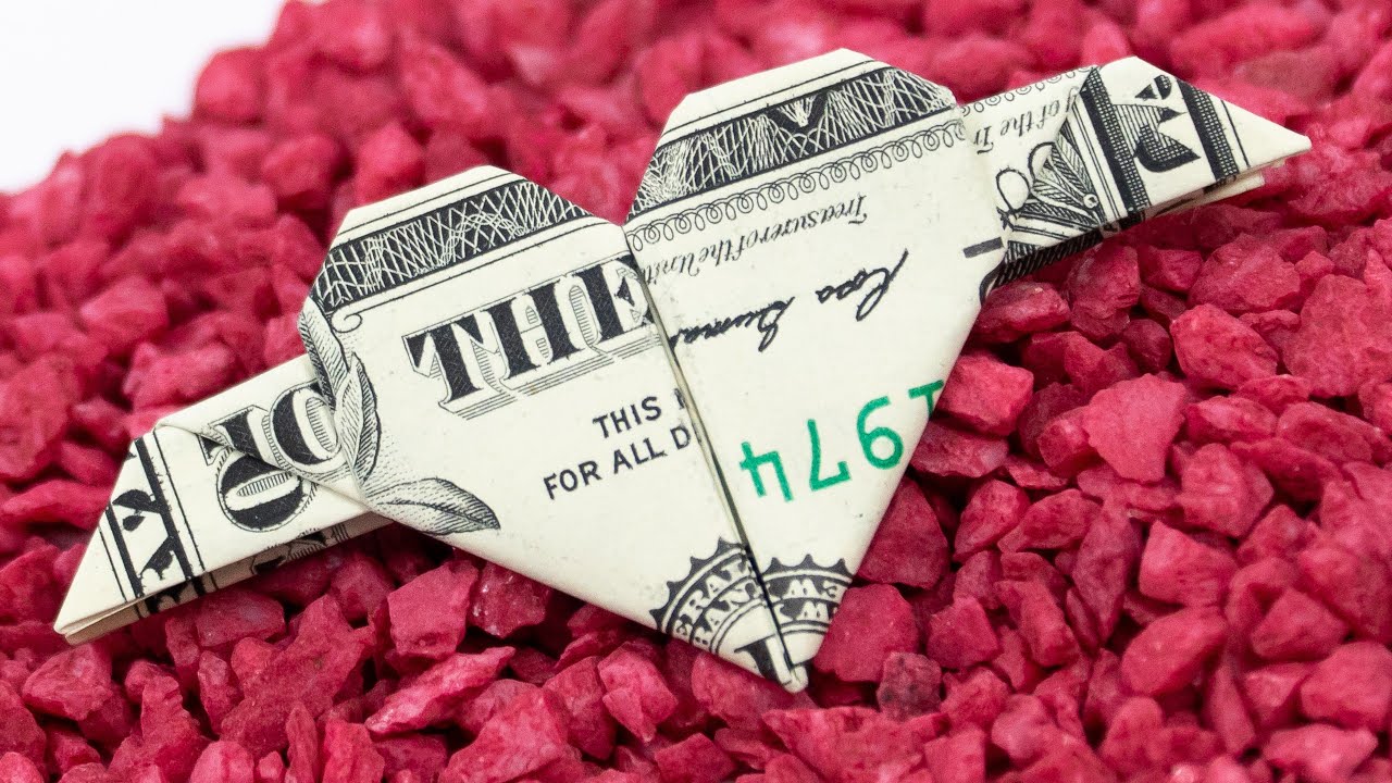 Dollar Origami Heart With Wings ❤️ Wedding Money Gift Idea