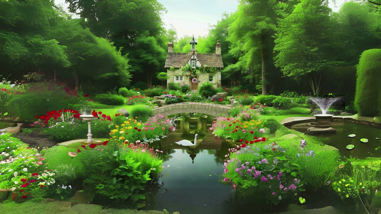The Peaceful Swan Garden 🏡🦢|| Garden Cottage Ambience With Relaxing Birdsong And Nature Sounds