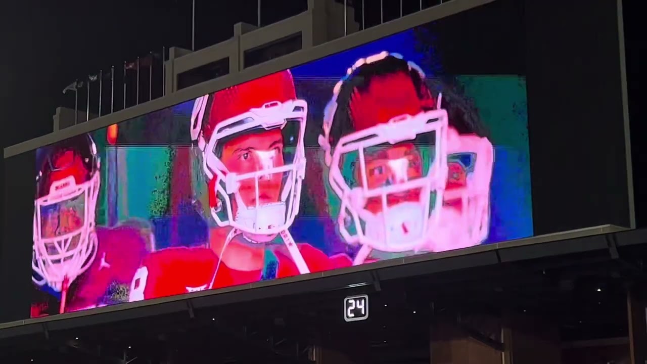 Oklahoma university football, before game vs West Virginia 11/11/23, Stoops TD and light show