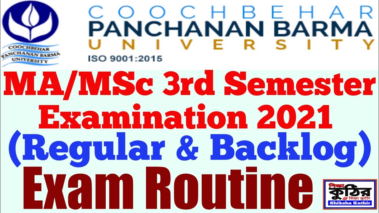 CBPBU MA/MSc/MCom 3rd Semester Examination 2021(Regular & Backlog) Routine