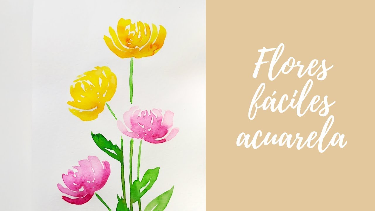 Flores FÁCILES con acuarela #4