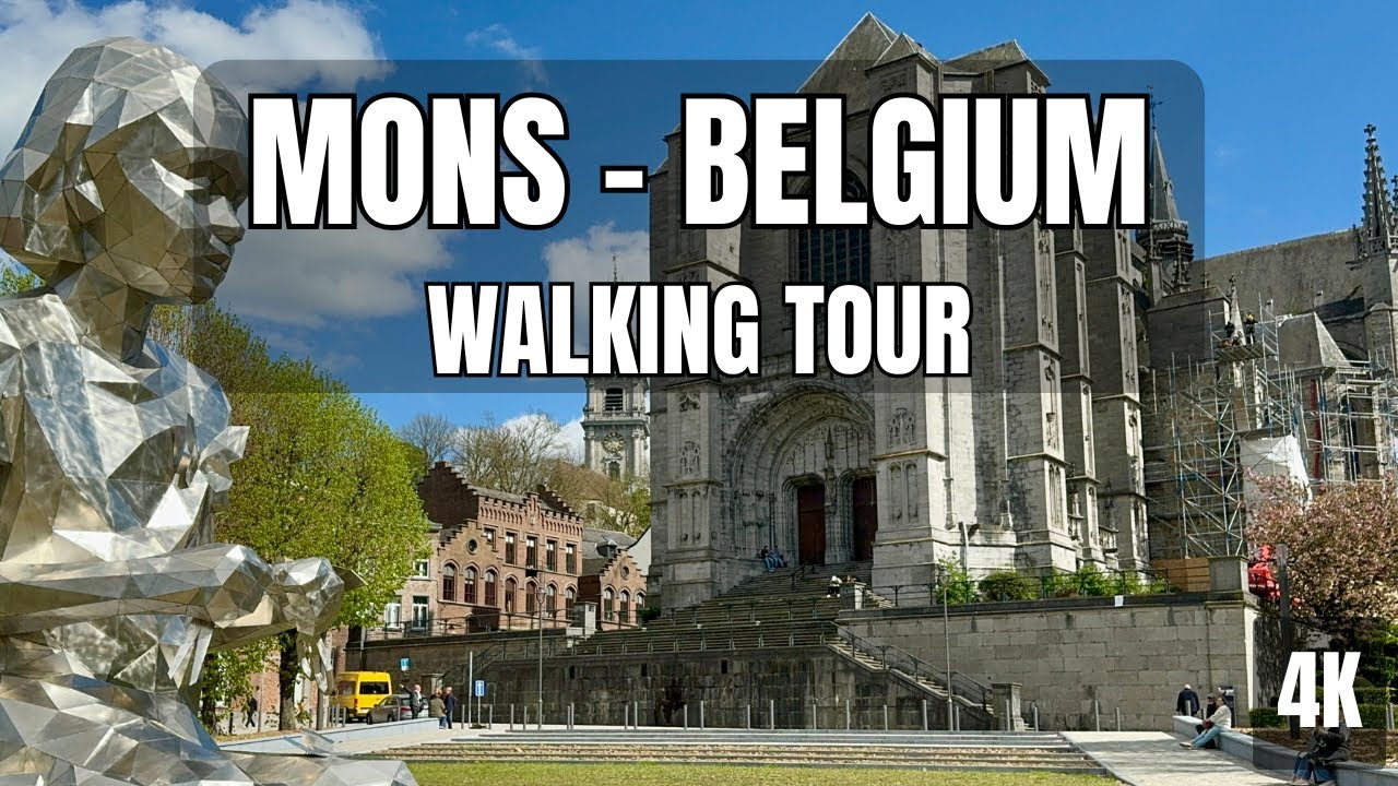 Mons Belgium Walking Tour 4K with Relaxing Music 🇧🇪 | UNESCO World Heritage Site | Hidden Gem