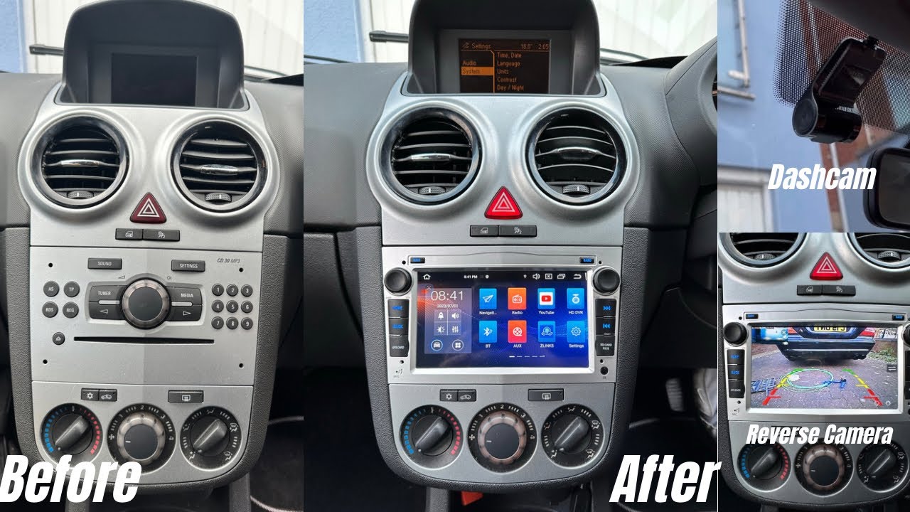 Установка видеорегистратора с камерой заднего вида для Vauxhall Corsa D 2006-2014 Apple CarPlay A...
