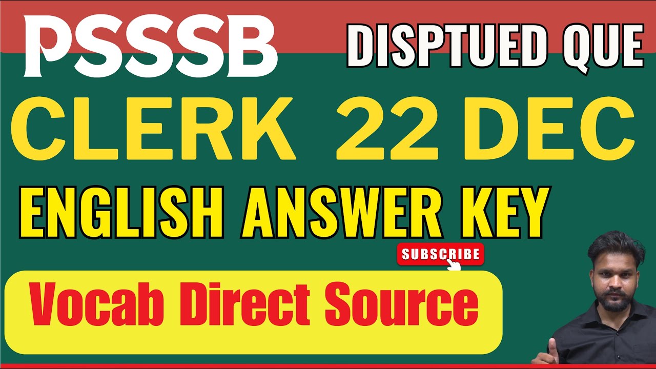 PSSSB Clerk Answer key Held Today  22 DEC 2024✅PSSSB Clerk ENGLISH ANLAYSIS | Electric English