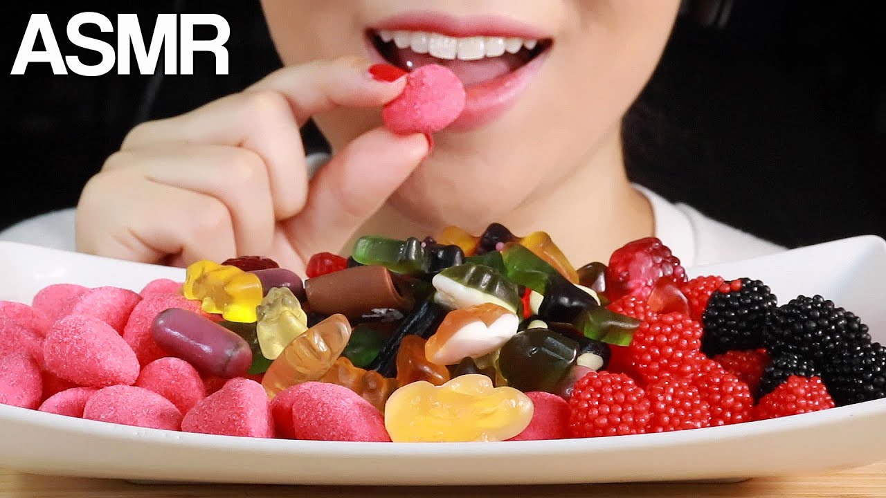 ASMR Haribo Gummy Candy German Candy Eating Sounds Mukbang 하리보 독일젤리 먹방