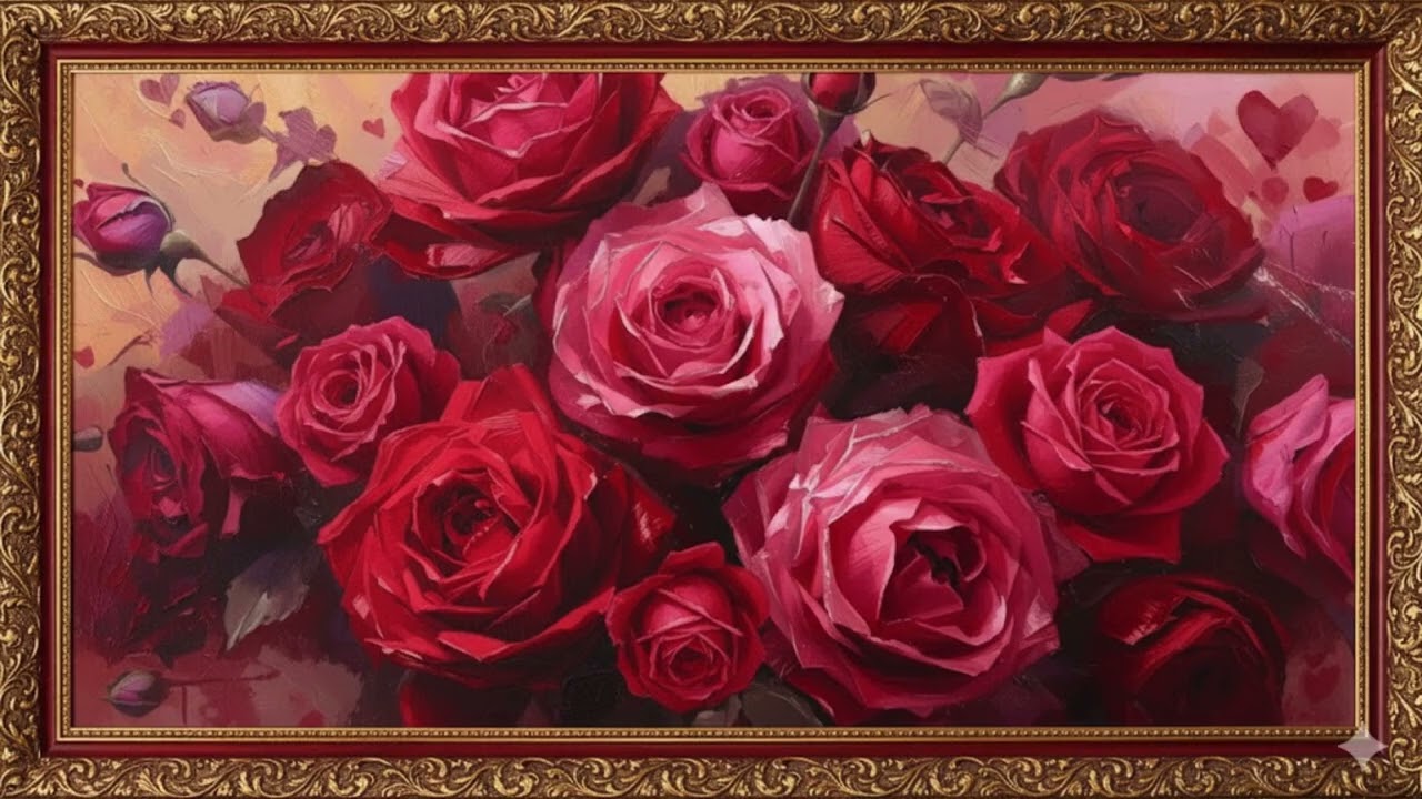 🌹 Elegant Red Roses Frame TV Art | 4K Animated Romantic Background | Aesthetic Valentine Decor ❤️