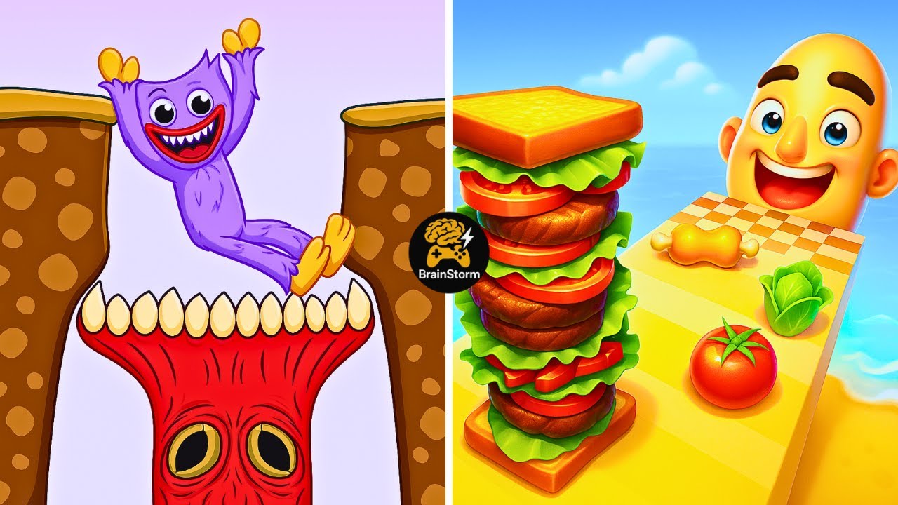 Hugy's Animated Story Vs Sandwich Runner | Max Gameplay | BrainStorm Walkthrough | EP-0590