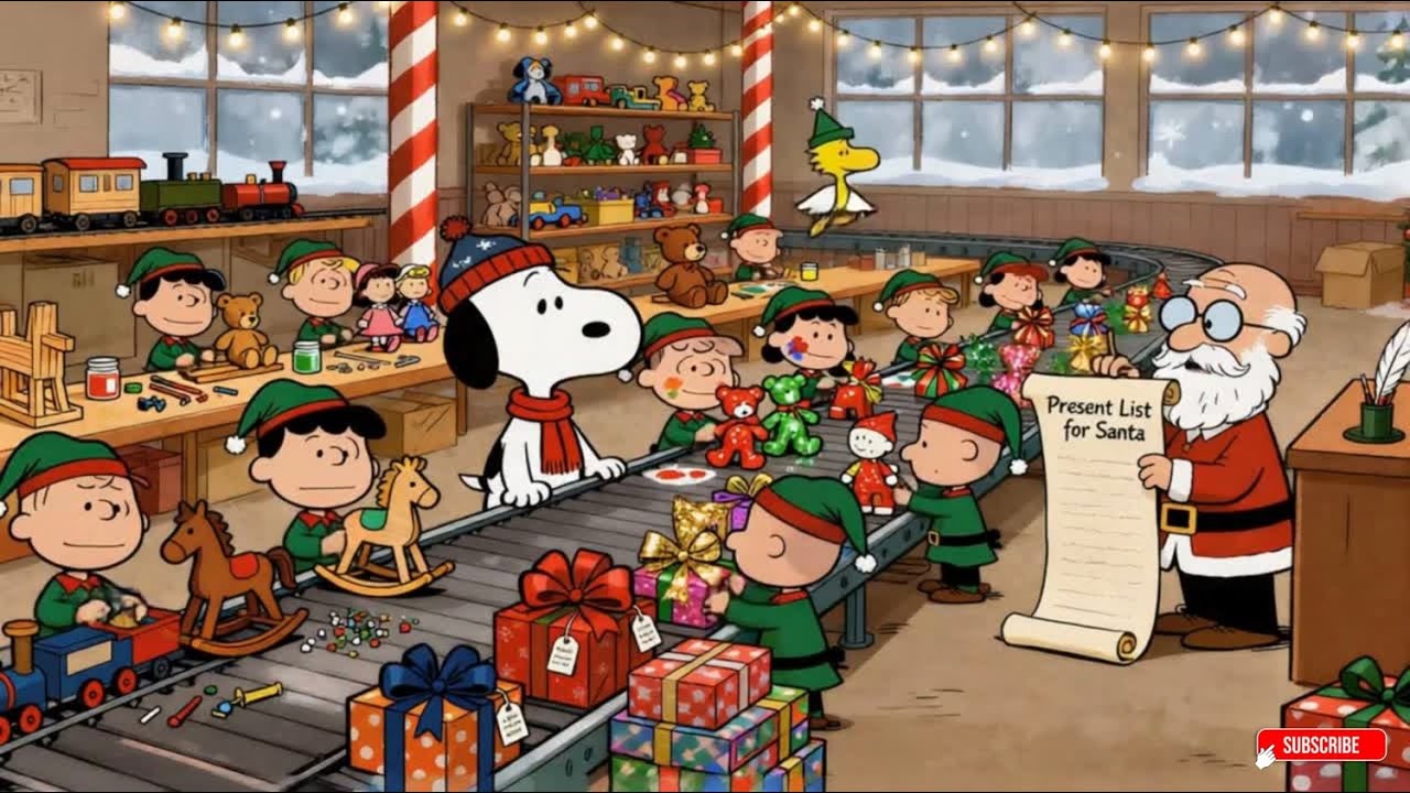 Cozy Christmas Jazz Playlist with Snoopy in Santa's Workshop 🎁 Cozy Jazz Music for Work & Chill 🎷🎄