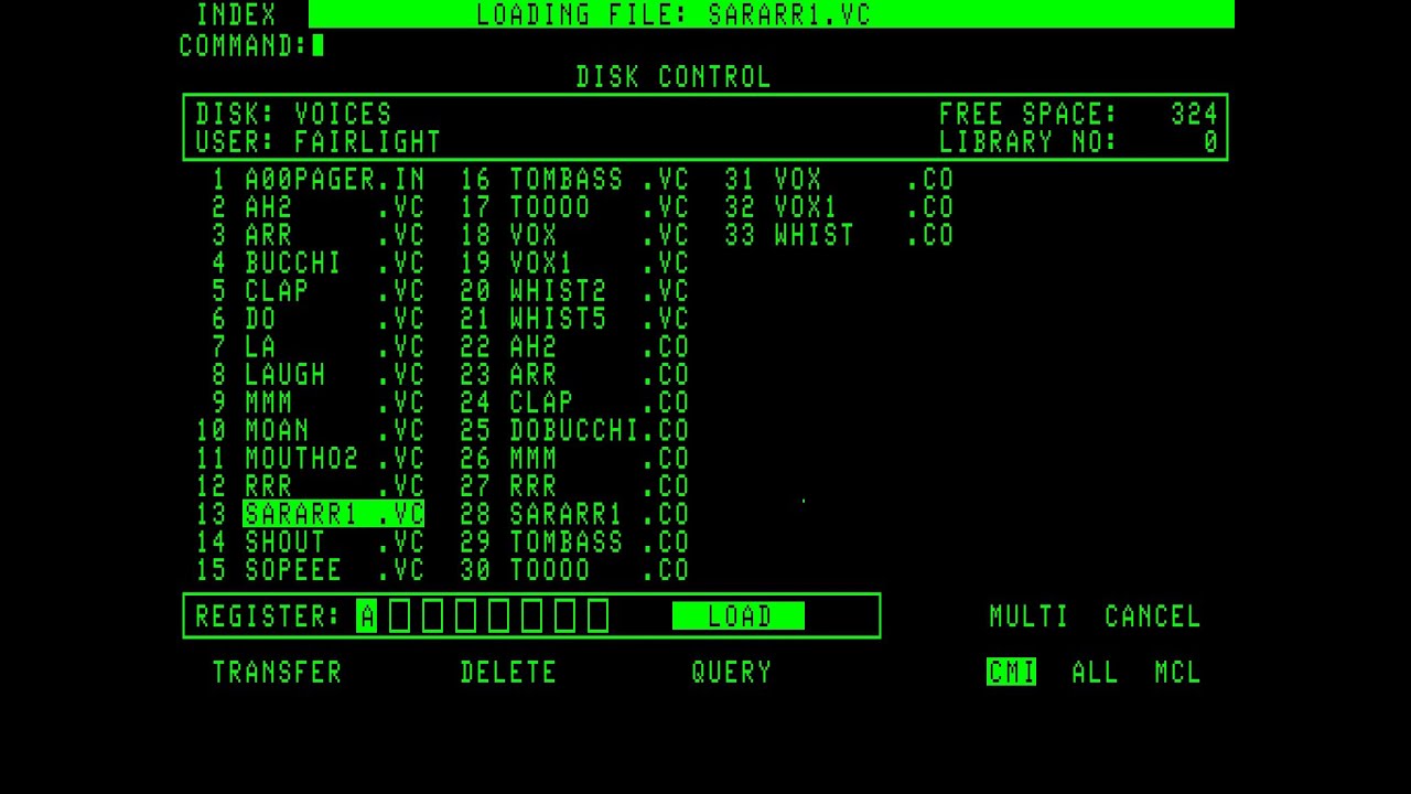 MAME Work In Progress - Fairlight CMI IIx - Classic Samples (ORCH5, SARARR1, BIGBAND1)