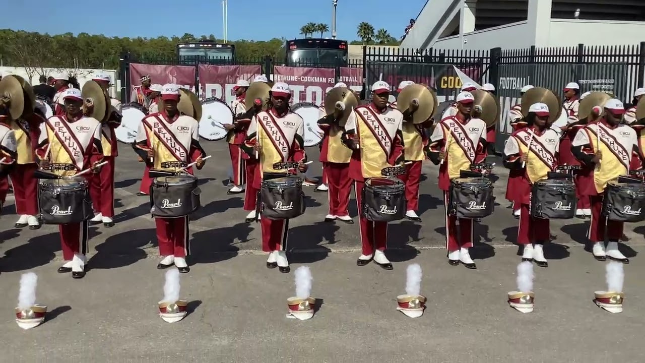 Bethune Cookman Marching Wildcats Drumline “Sudden Impact” warm up VS Mississippi Valley state 2025