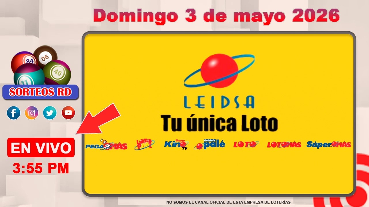 LEIDSA y Anguilla Lottery en Vivo 📺 | Domingo 3 de mayo 2026 / 3:55 P.M