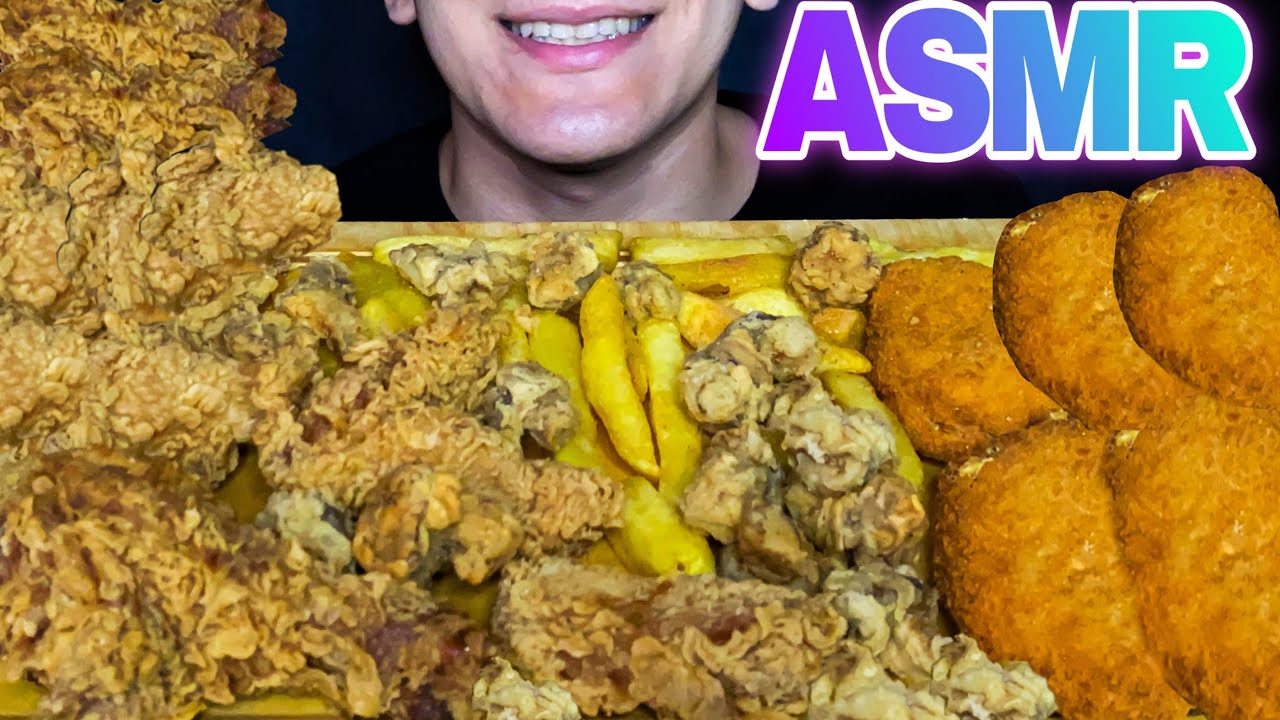 ASMR MUKBANG | Crispy Fried Chicken, Cheese Balls & French Fries (Crunchy Eating Sounds) No Talking 