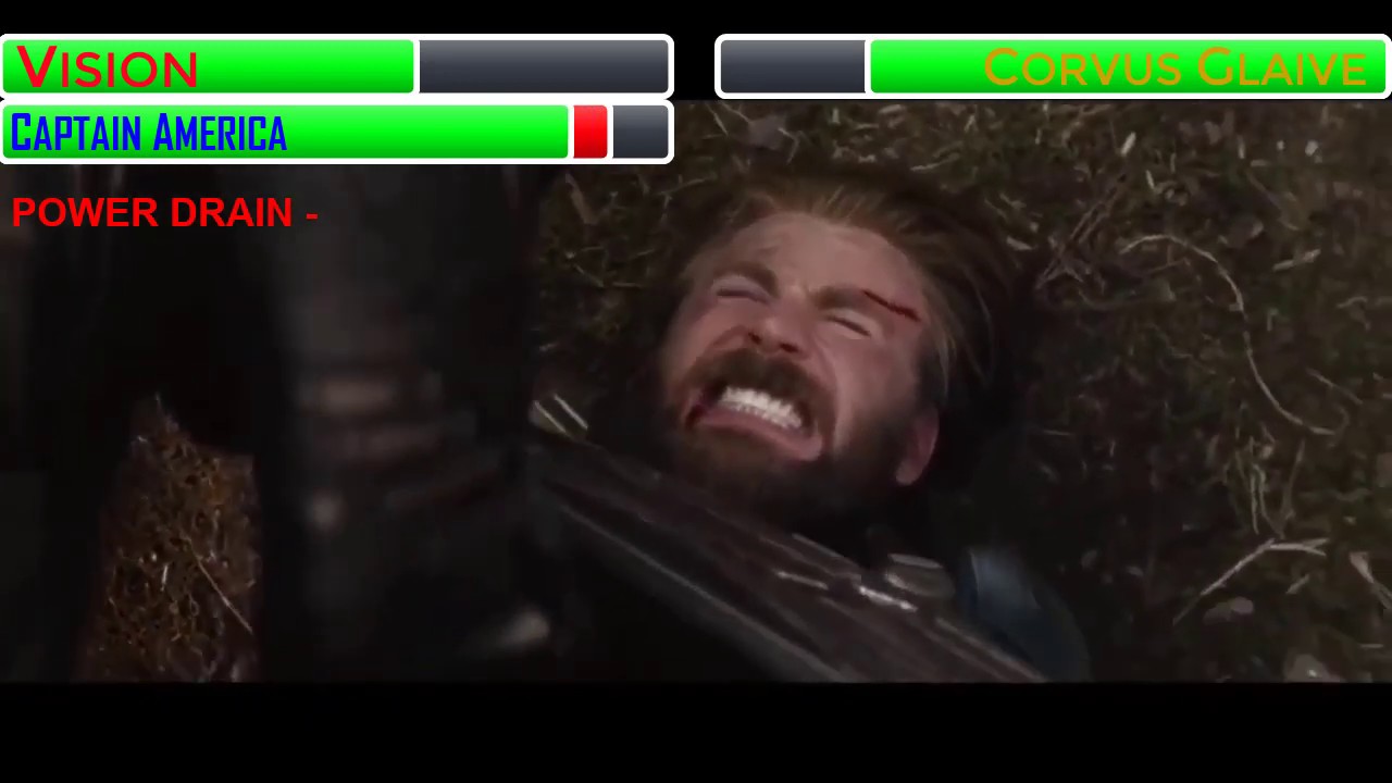 Captain America and Vision Vs Corvus Glaive With Healthbars