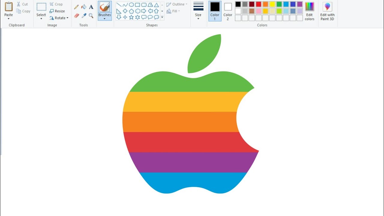 How to draw Apple Logo (1977) on computer using Ms Paint | iPhone Logo Drawing.