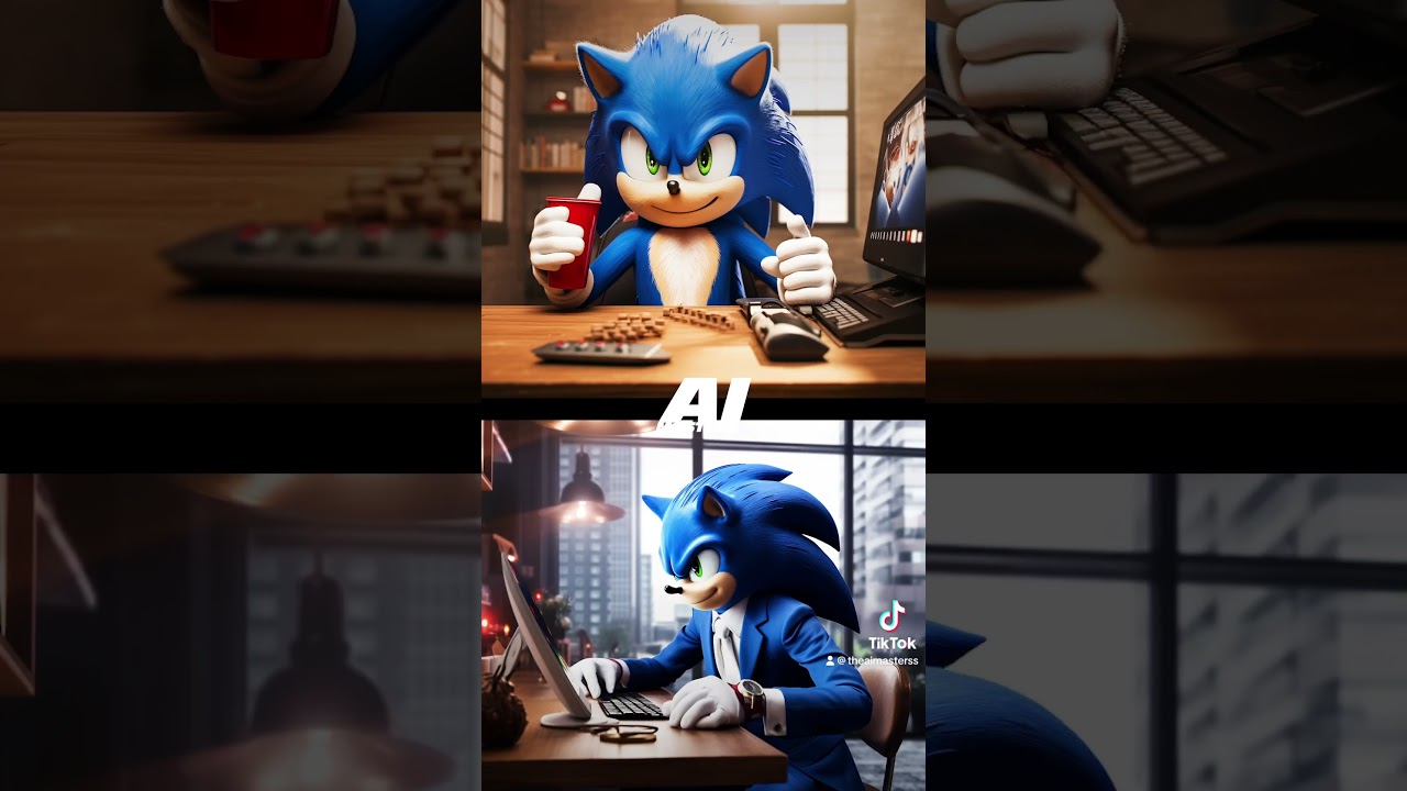 AI MASTERED SONIC WORKING AT OFFICE #sonic #sonicmovie #nintendo #sega #ai #viral #foryou #aiart