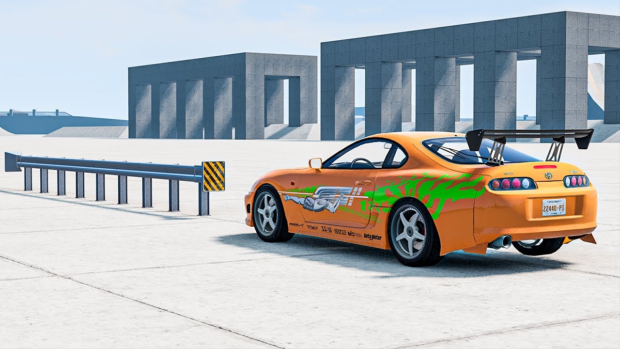 Cars VS Guard Rail - BeamNG.Drive