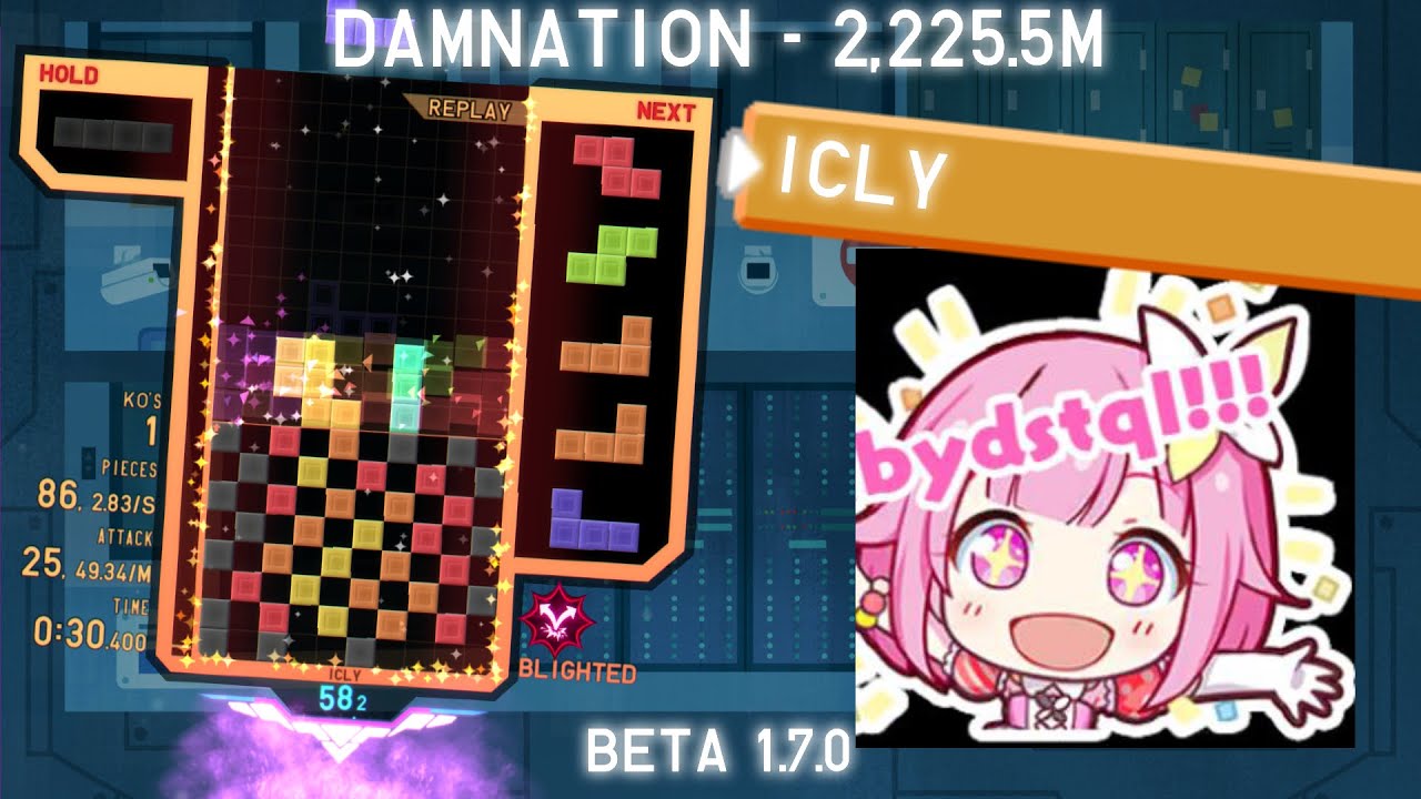 Quick Play 2 - Damnation (Reworked), 2,225.5m by Icly - TETR.IO High Level Replays