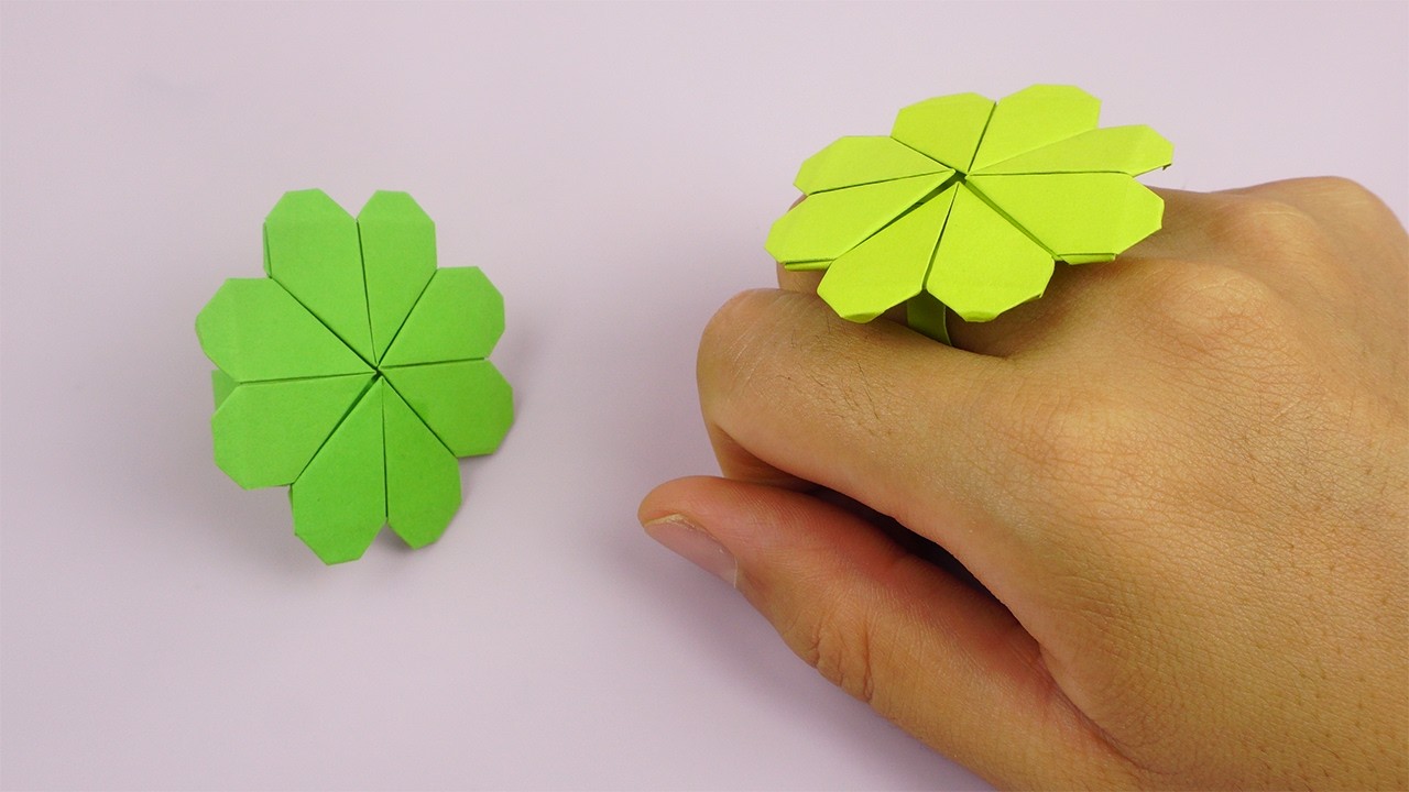 Basteln mit papier: Ring Kleeblatt aus papier basteln | Geschenke f&uuml;r Muttertag & Geburtstag