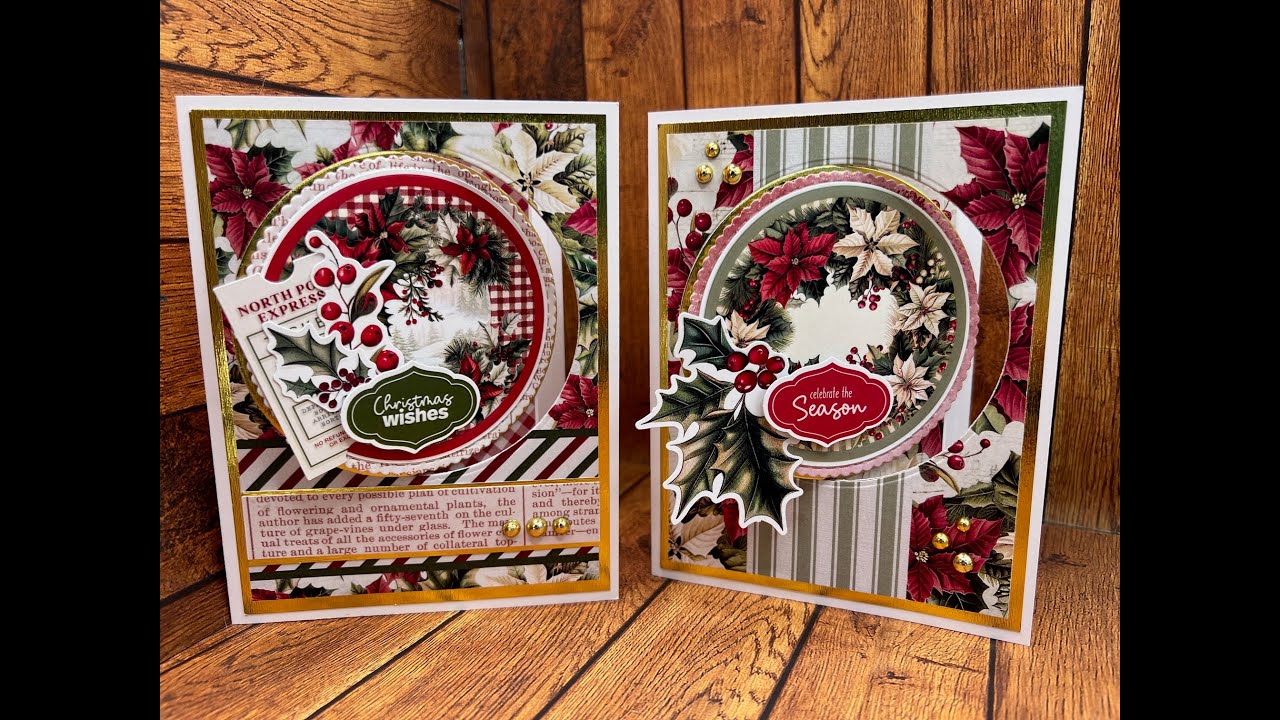 Crafty Hour 73 with Kourtney at Scrapbook-N-Memories. Paper Rose Christmas Holly Cards.