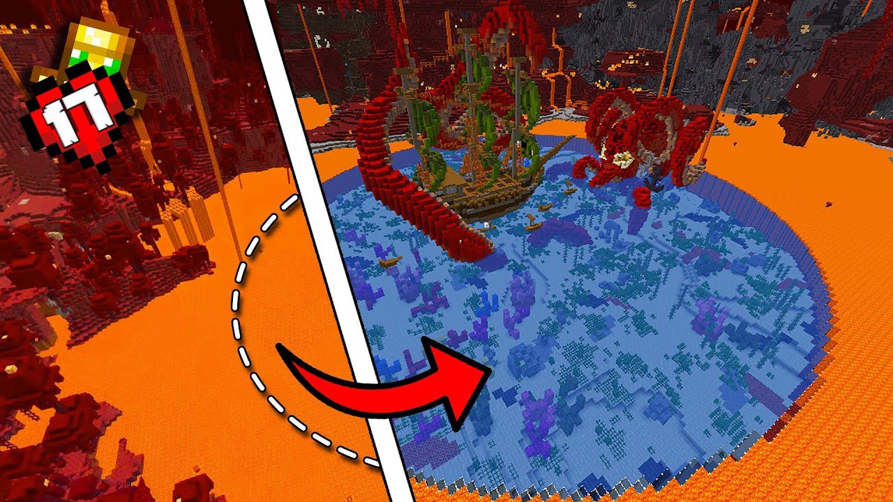 I Brought The OCEAN to the NETHER In Minecraft Hardcore