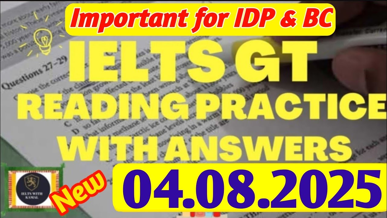 IELTS Reading Practice Test 2025 With Answers | 04.08.2025 | IELTS General Reading Practice Test