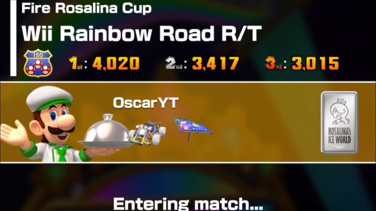 Mario kart tour Luigi (chef) Wii Rainbow road R/T (fire Rosalina cup)(space tour 2026)