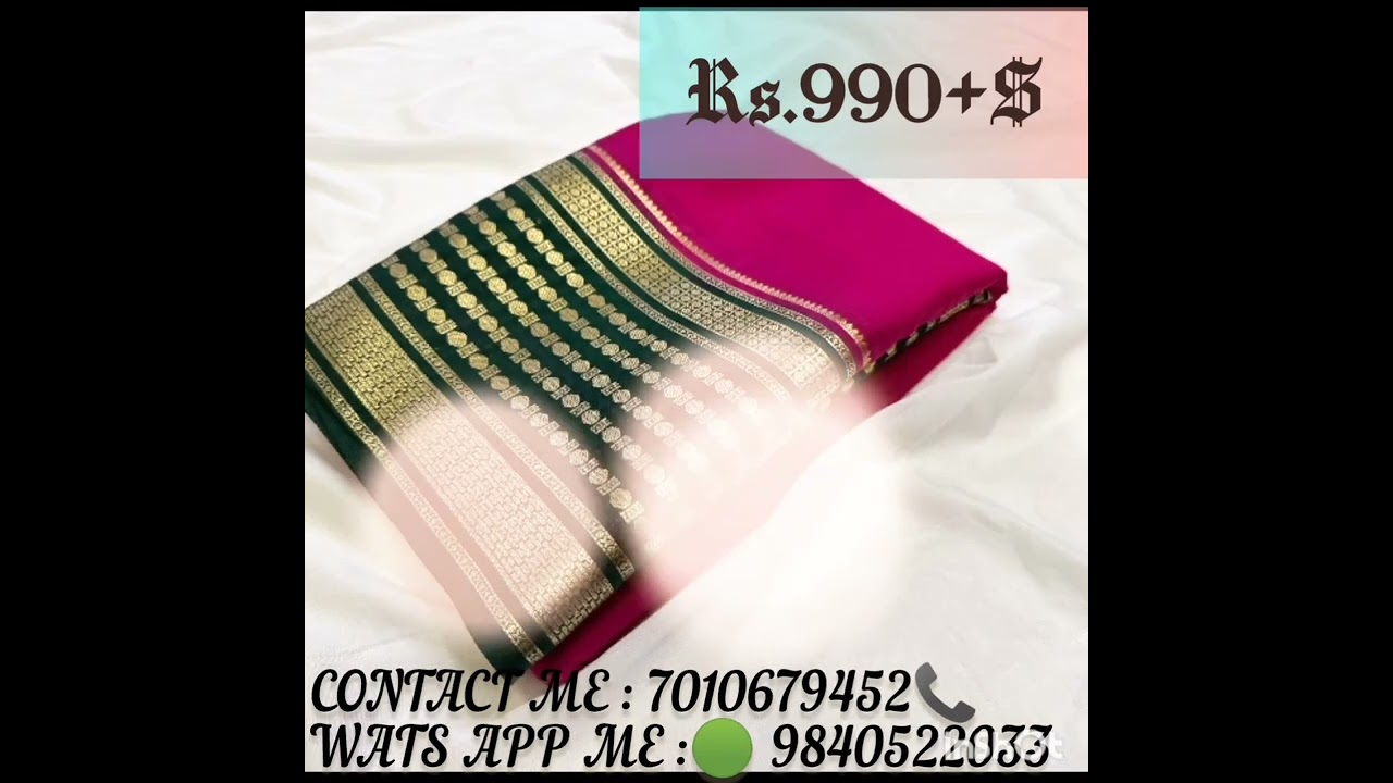 SA BRAND'S#PREMIUM#KSIC MYSORE CREPE SILK#2 SIDED CONTRAST RUDRAX BORDER&CONTRAST BLOUSE @RS.990+$