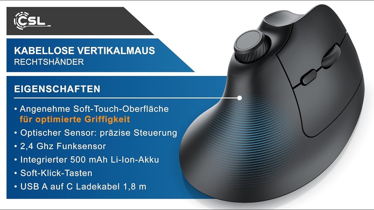 CSL - optische kabellose Maus Vertikal 5 Tasten