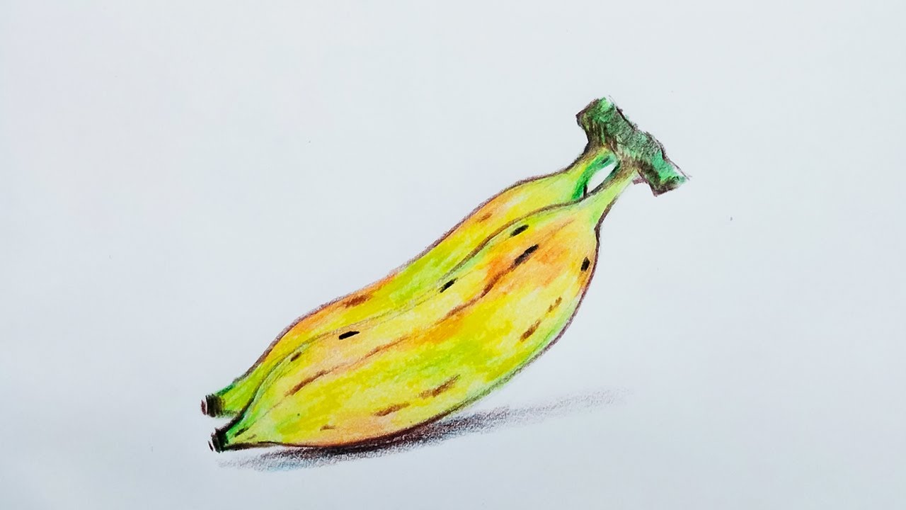 Banana color pencil drawing || banana color pencil drawing for biggerners ||