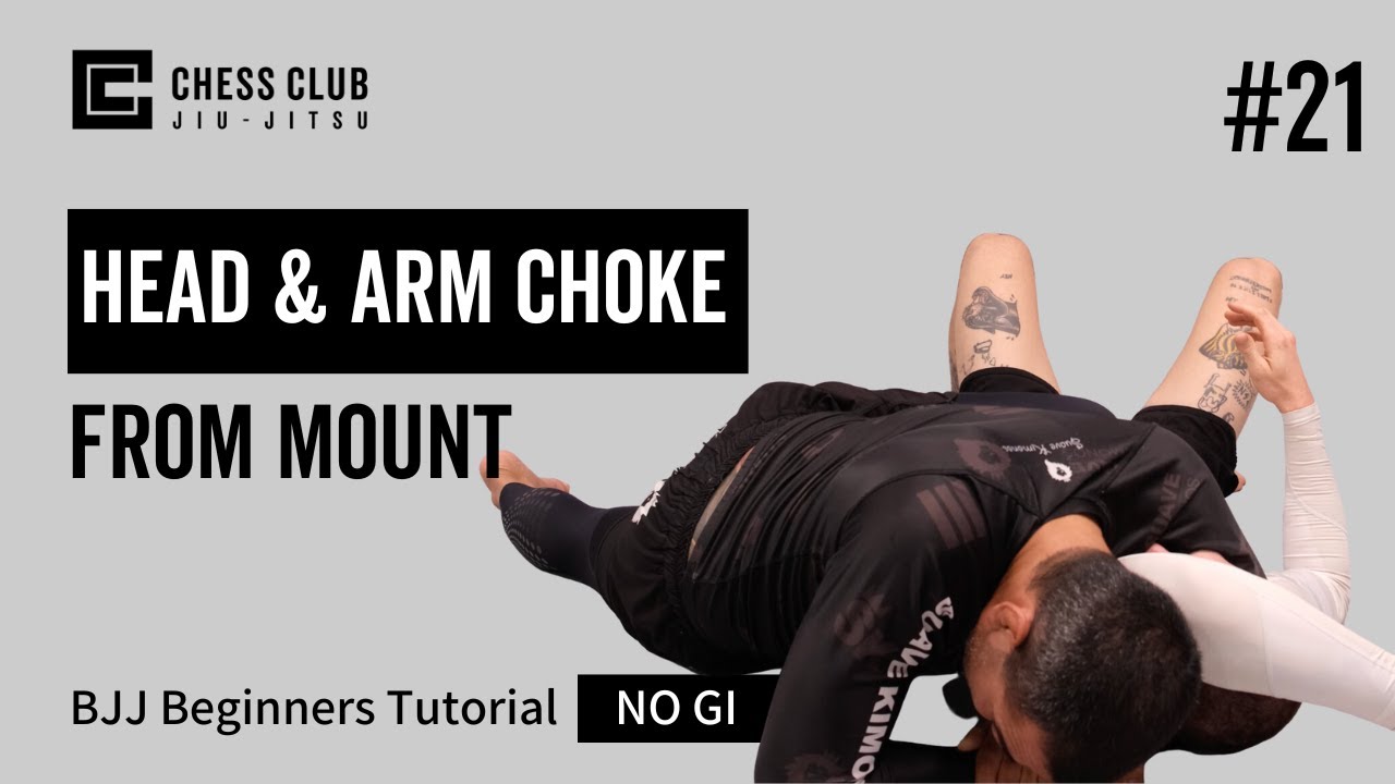 No Gi BJJ Beginners Tutorial - Head and Arm Choke from Mount