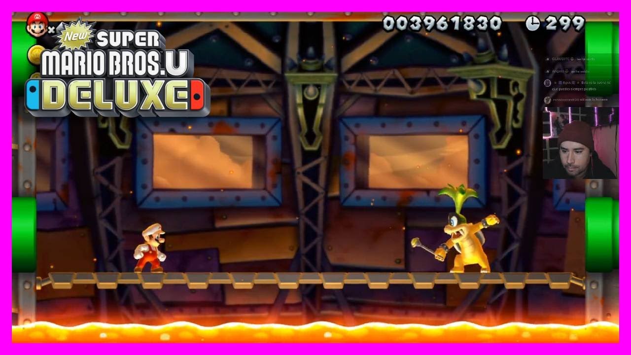 🔥 New Super Mario Bros. U Deluxe NIVEL : EL CASTILLO DE ERUPCION DE IGGY las 3 monedas con MARIO