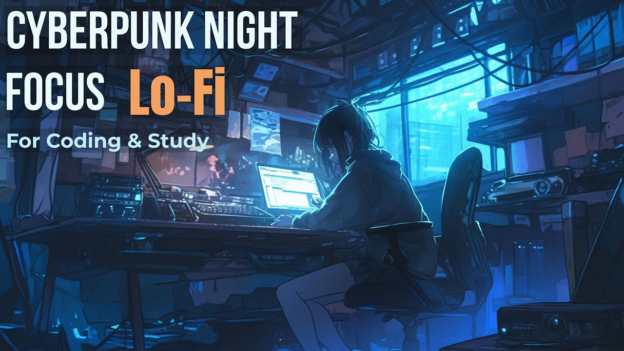 Blue Neon Cyberpunk Workroom Lo-Fi