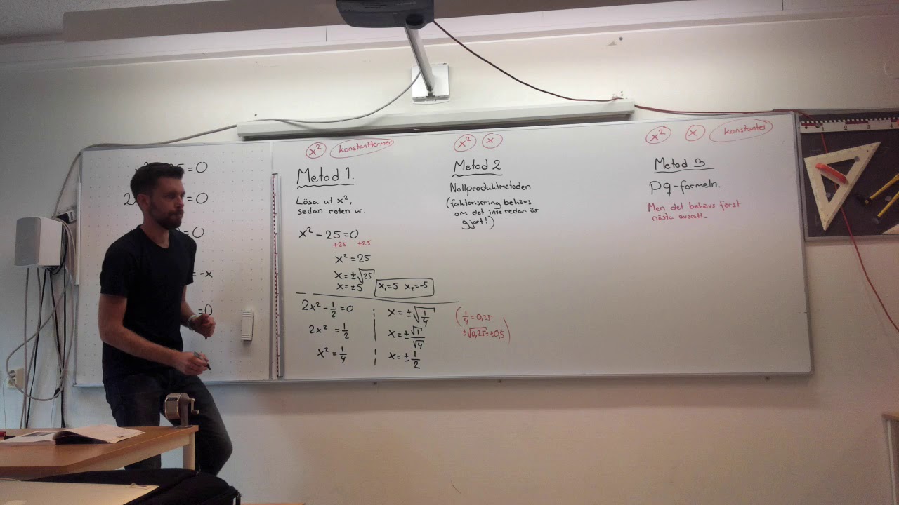 Matematik 3b, 1.2. Enkla polynomekvationer. (Hur du löser enklare andragradsekvationer).