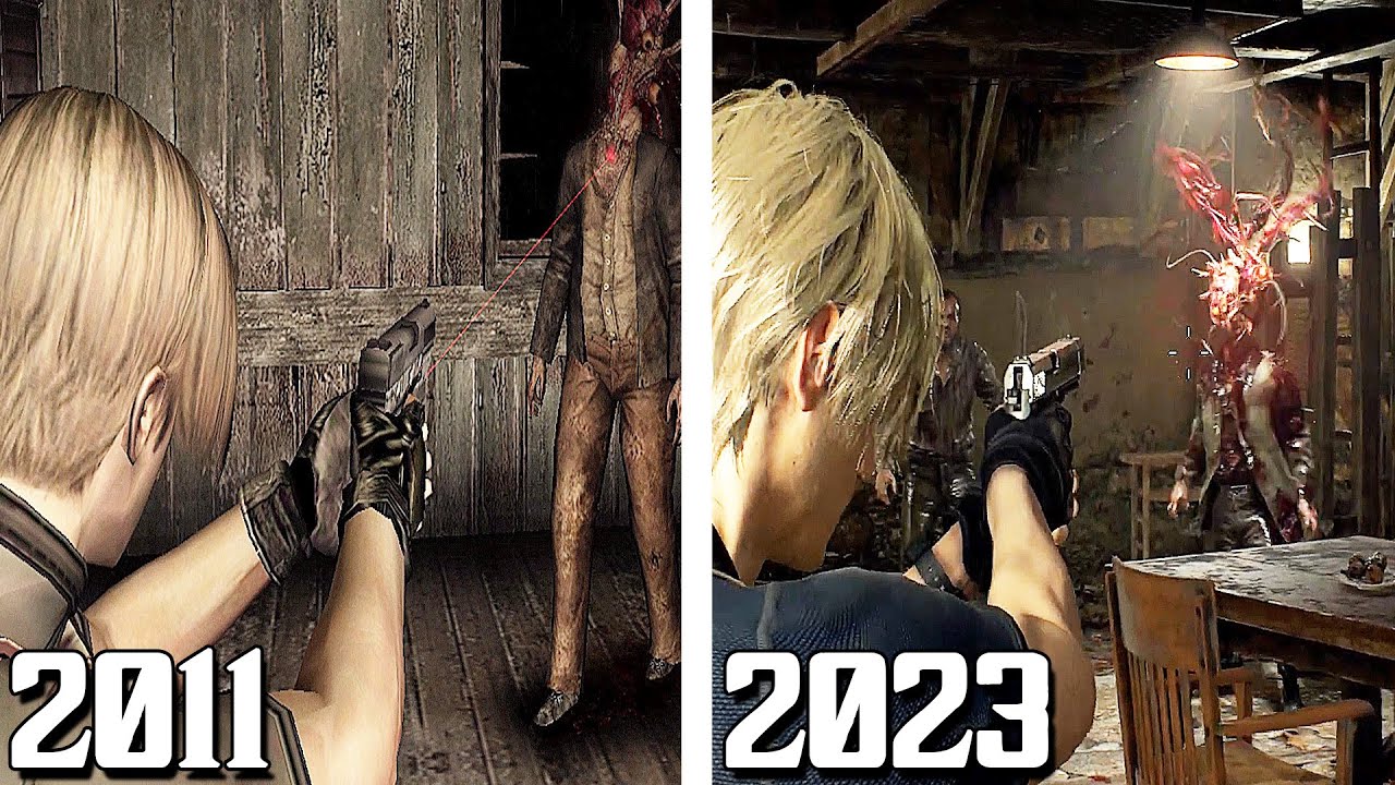 RE4 Cabin Fight vs RE4 Remake Cabin Fight Comparison! (2011-2023)