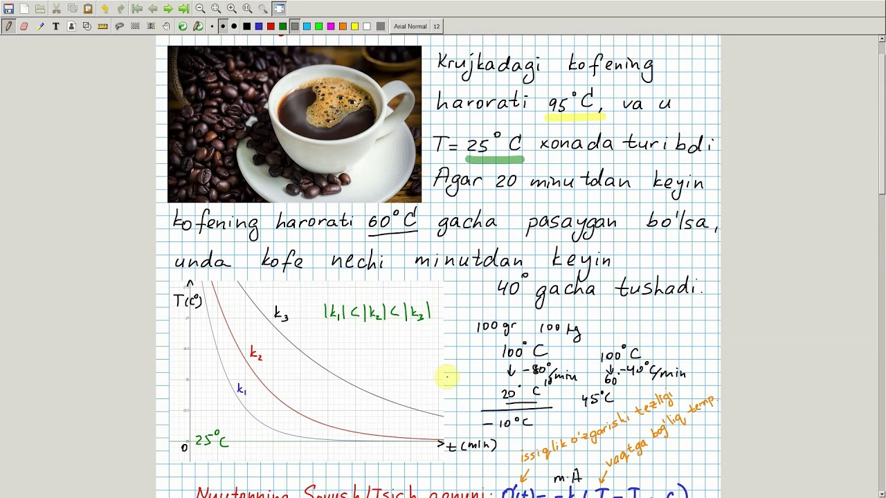 Hosila yordamida modellashtirish - Nyutonning sovish qonuni. Algebra 11-sinf. 18-dars