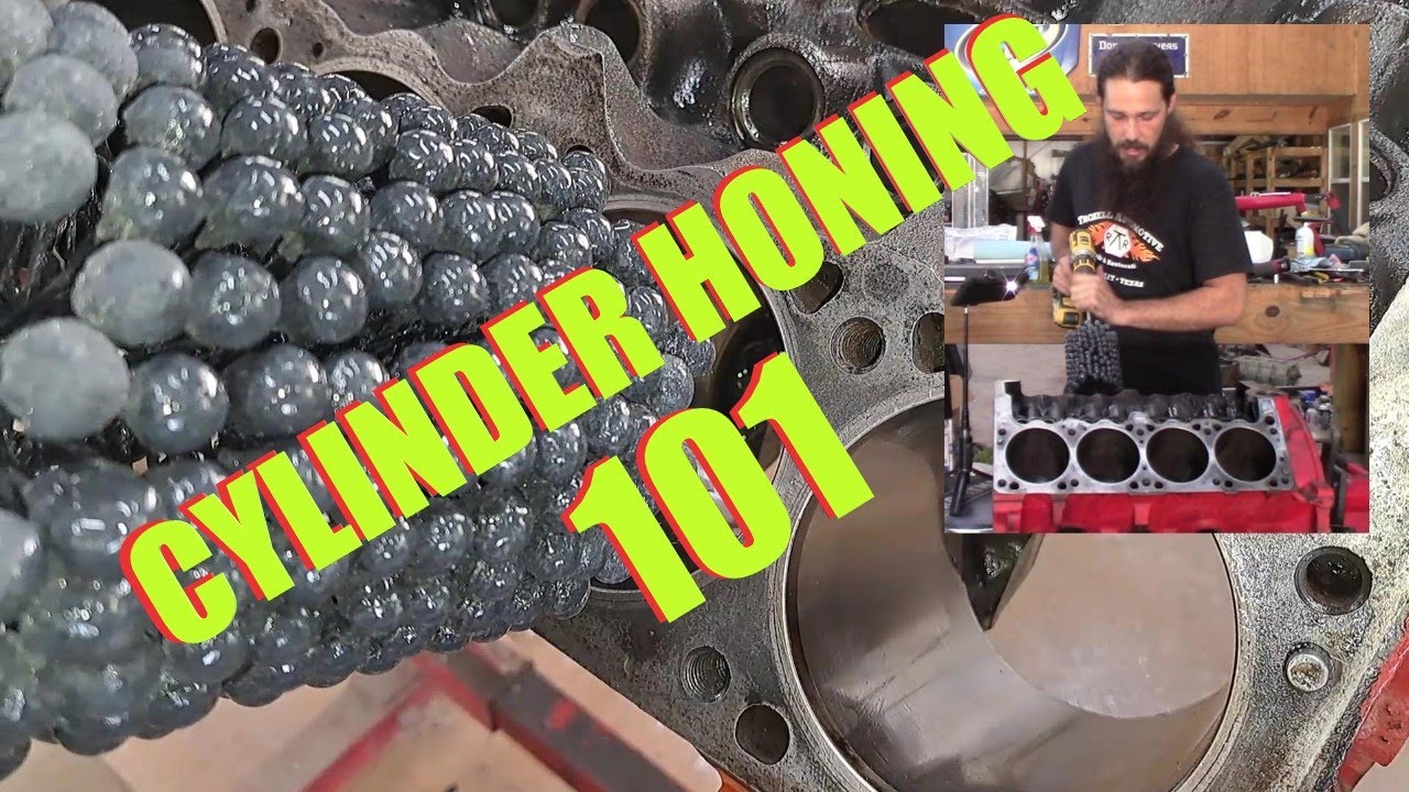 Preparing the Junkyard 408 Cylinders for New Pistons And Rings - Ball Honing to Restore Cross Hatch