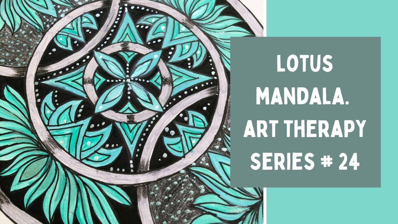 Art therapy series # 24. how to draw a lotus mandala step by step and colour it with acrylic paints.