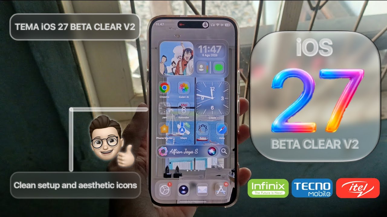 ТЕМА iOS 27 BETA CLEAR V2, ДЛЯ INFINIX/TECNO/ITEL, НОВИНКА 2026 !!!