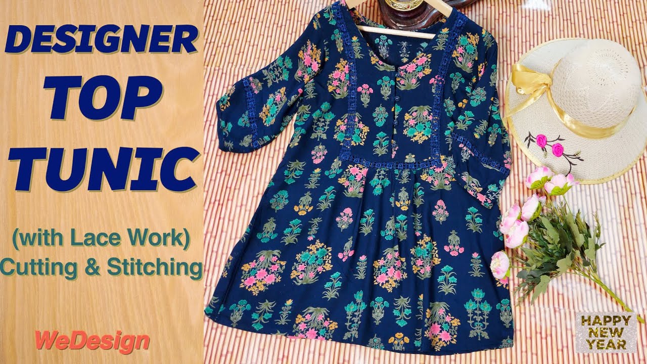 Designer Top Tunic cutting and stitching (with lacework)